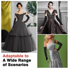 Long Opera Party Fingerless 1920s 20s Satin Tea Party Gloves Costumes Elbow L…