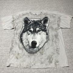 Liquid Blue T Shirt Mens Extra Large Gray Wolf Gorpcore Nature Tie Dye Grunge XL