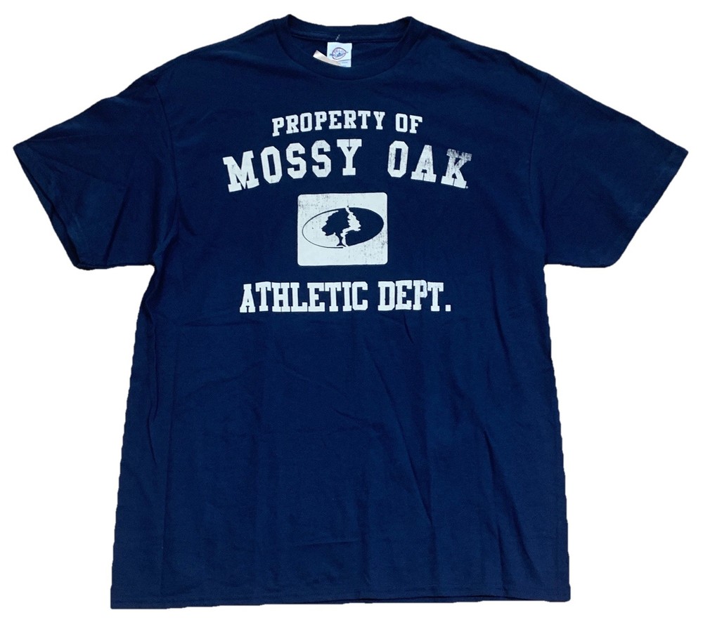 Property Of Mossy Oak Athletic Dept. Outdoors Sports T-shirt Size 2XL Navy Blue