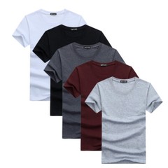 1Pcs 100%Cotton Crew Neck Short Sleeve Solid color T-Shirt 5XL