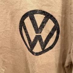 Volkswagen Save Gas Drive a VW Beetle Graphic T-Shirt Tan Mens Medium