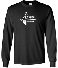 Reno Nevada State T-Shirt Long Sleeve Graphic Tee Unisex apparel Text logo