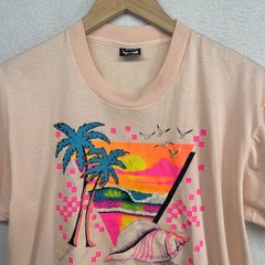 KEY WEST Shirt Adult L Florida Beach 80s Single Stitch Cotton Blend Pink USA VTG