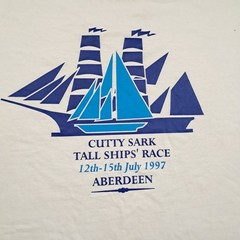 JTS T Shirt L Men’s White Vintage CUTTY SARK Tall Ships Race 1997 Graphic Retro