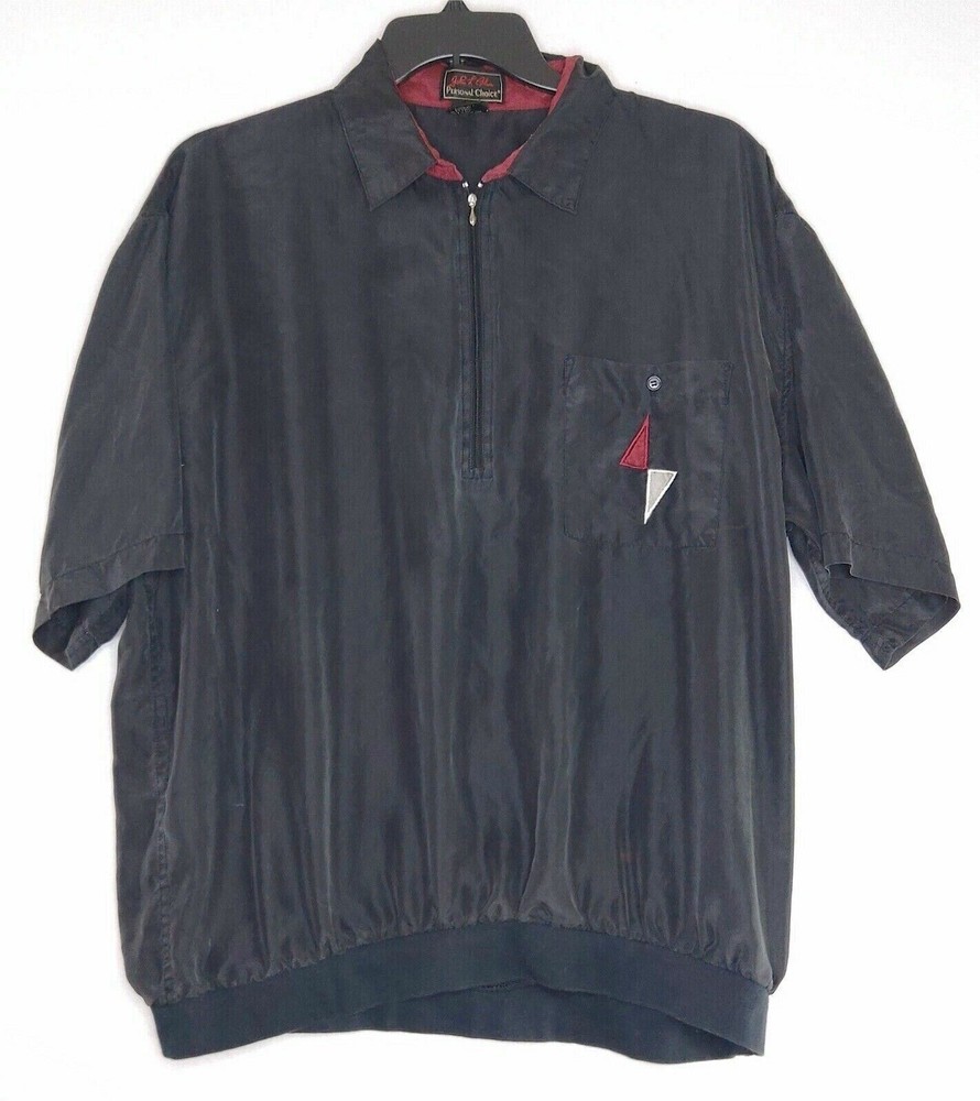 Personal Choice Mens Shirt Short Sleeve Size 2XL Black 100% Silk