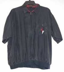 Personal Choice Mens Shirt Short Sleeve Size 2XL Black 100% Silk