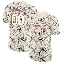 Custom Cream Black Abstract Crackle Sports Tee Personalized Team Jersey Gift