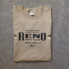 Reno Nevada Bike Rally Shirt Mens Large Beige Double Side Skull Wings Logo 2013