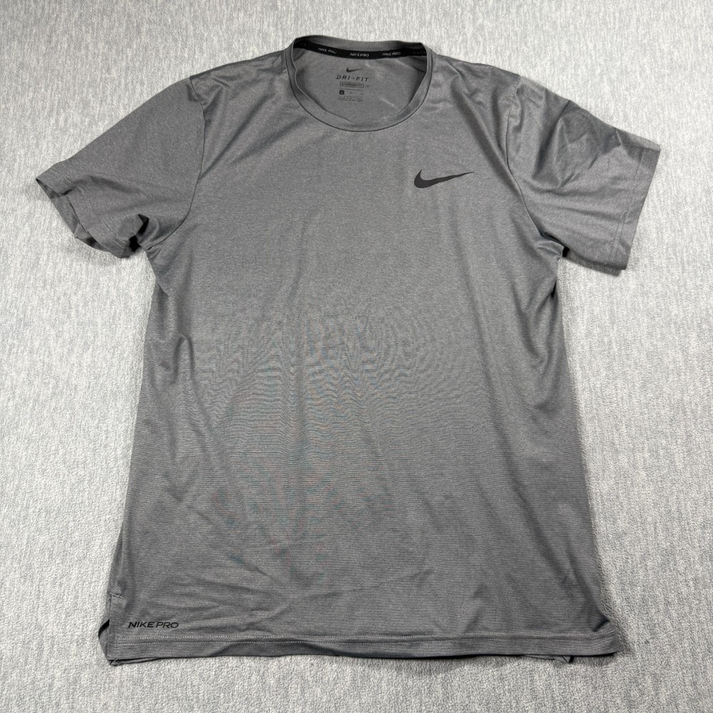 Nike Pro Shirt Men Small Gray Dri Fit Short Sleeve Standard Fit Athletic Swoosh