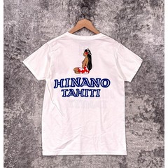 Authentic Hinano Tahiti T Shirt Small Mens White Hawaiian Double Sided Graphic