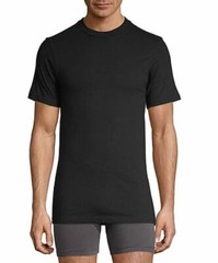 Stafford 3-Pack Men’s 100% Cotton Heavy Weight Crew-Neck T-Shirt Black