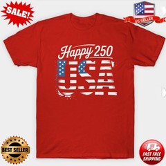 Happy 250 USA T-shirt | American Flag Patriotic Independence Tee T-Shirt S-5XL