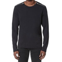 THE KOOPLES Zip Shoulder Long Sleeve Jersey Tee In Black Men’s Large