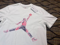 Nike Air Jordan retro 1 I white red Chicago Bulls 23 45 NY Watercolor t shirt L