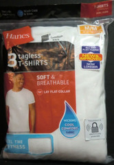 Mens Hanes T-Shirts Pkg Of 3 Tagless Wicking Cool Comfort Size MM (38-40) White