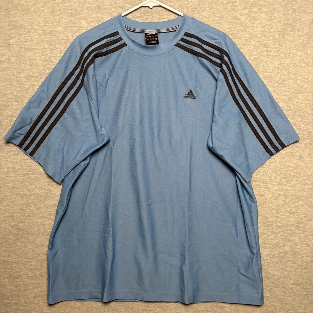 Vintage Adidas Climacool 3 Stripe Blue Athletic Training Gym shirt Large