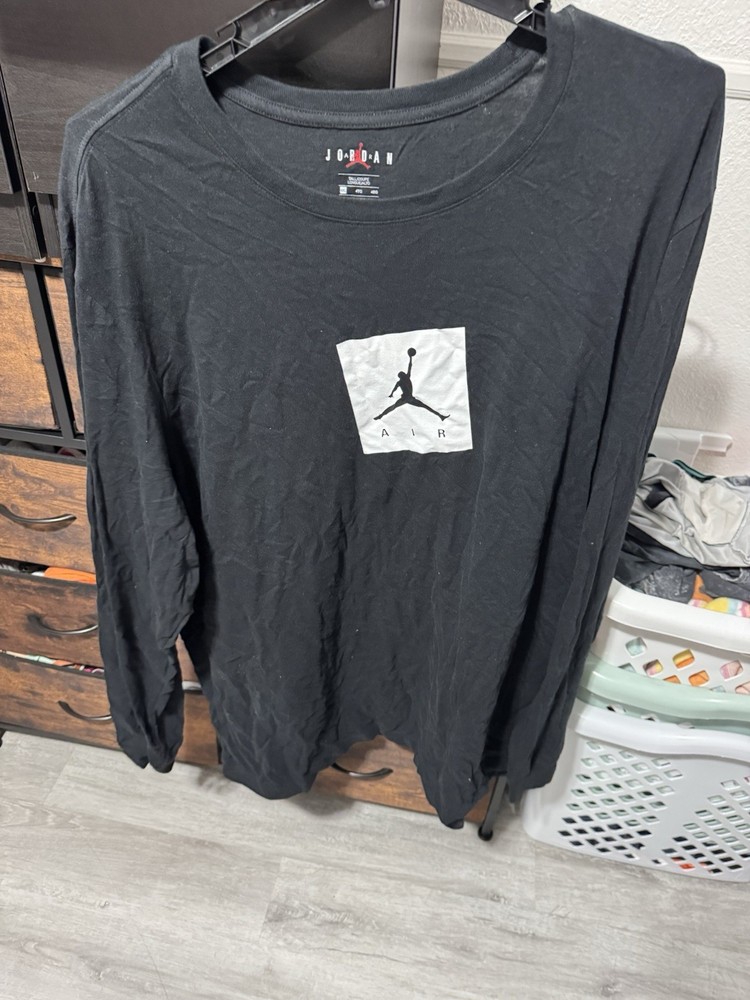 Jordan Men’s Jumpman Logo Black Cotton Long Sleeve T-Shirt 4XL Tall