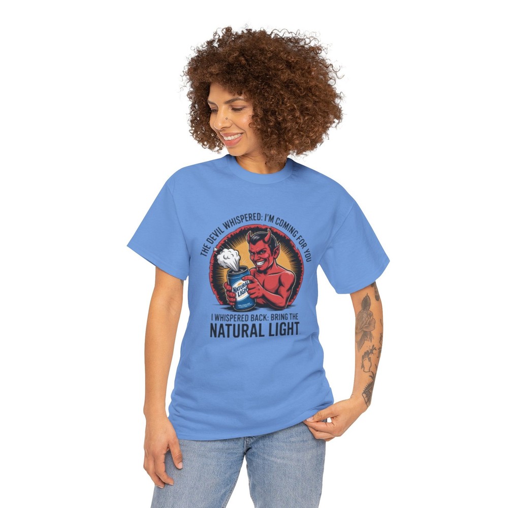 Devil Holding Beer Can, Natty Natural Light Beer T-Shirt | Natural Light Beer