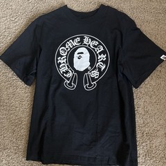 A Bathing Ape BAPE x Chrome Hearts Logo Graphic Tee Black Crew Neck L