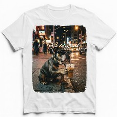 Night City Bulldog Shades Cold Brew Street Unisex T-Shirt Funny Downtown Tee