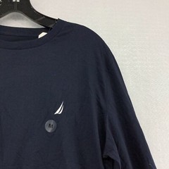 Nautica Mens Long Sleeve Crew Neck Straight Hem Navy Blue T Shirt Size Medium