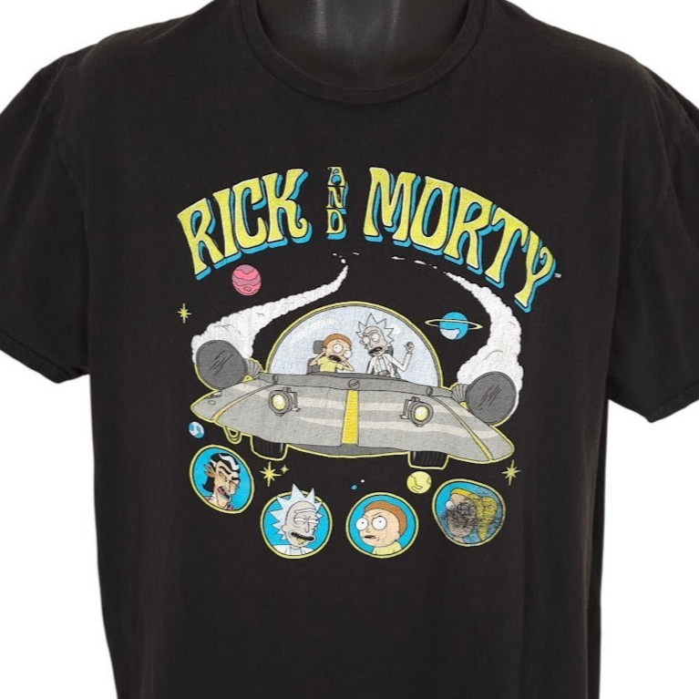 Rick And Morty T Shirt Mens Size XL Black Adult Swim Cartoon Network