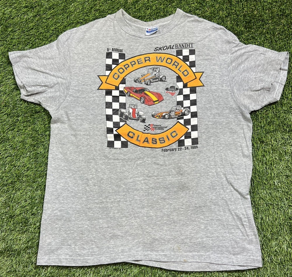 Skoal Bandit Copper World Classic NASCAR 1985 T-Shirt Men’s XL Gray USA Vintage