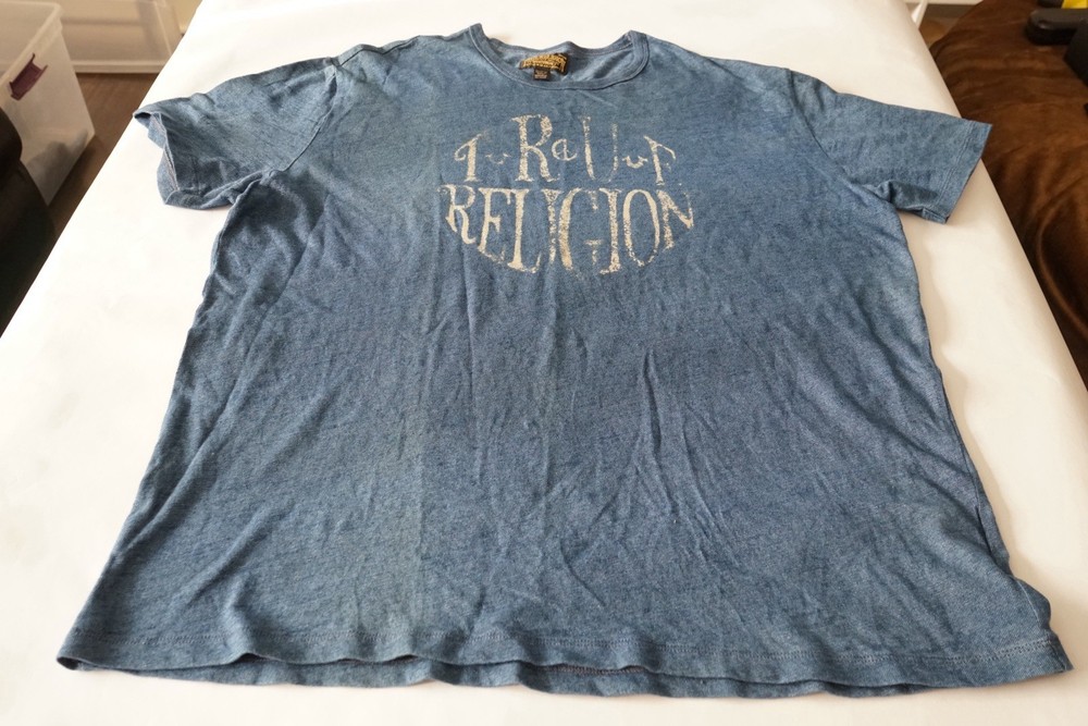 True Religion Men’s Blue Logo Graphic Crew Neck Tee Short Sleeve 3XL B&T