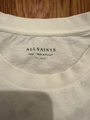 AllSaints Men’s L White Relaxed Fit Snake Skull Graphic Logo Crew Neck T-Shirt