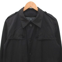 Agnes b Homme Stainless Steel Collar Coat Long Black with Liner