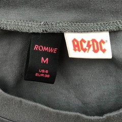 AC/DC Mens T-Shirt Medium Graphic Band Tee Romwe Angus Young Rock Band Shirt