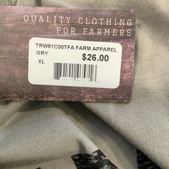 Turnrows Mens Farm Straight Hem Round Neck Graphic Casual Gray T Shirt Size XL