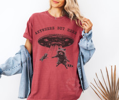 ANYWHERE BUT HERE | COMFORT COLORS® TEE| FULLY RACOON ALIEN UFO T-SHIRT | WEIRD