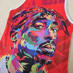 Mr 1991 Inc & Miss Go Tupac Shakur 2Pac Basketball Vest Red Multicolour Mens M/L