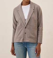 Pact Women’s Airplane Relaxed Blazer Medium Deep Taupe Heather Top MINT