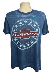 GM Chevy Bowtie Logo Blue Heather Thin Graphic Mens T-Shirt Medium Stretch New