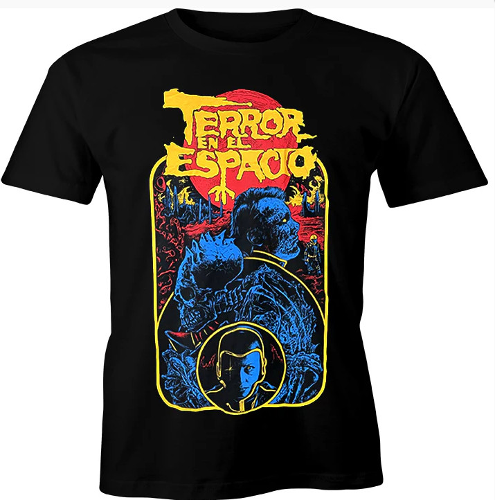 Terror en el Espacio Retro Sci-Fi Horror Movie Poster Graphic Cotton T-Shirt