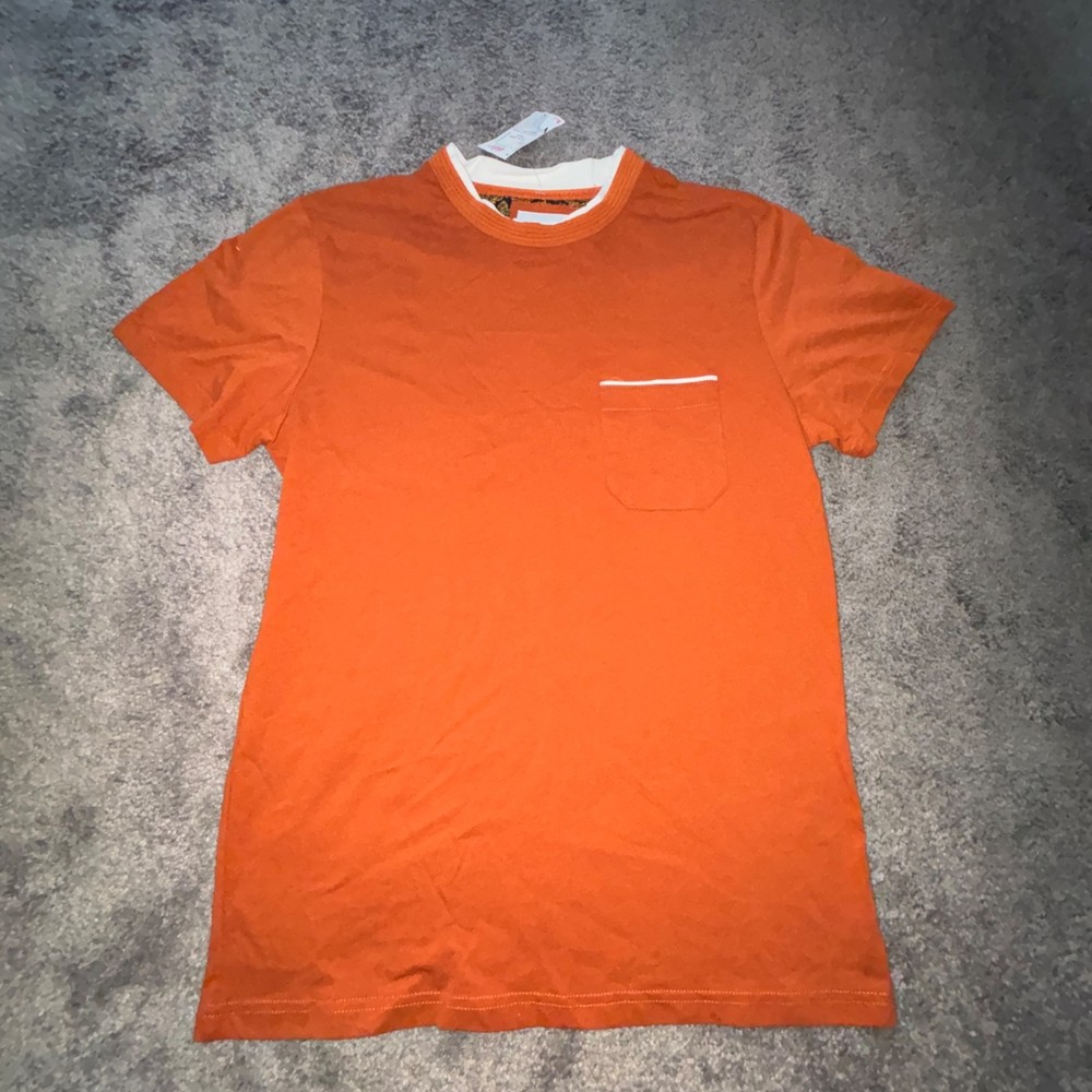 Craft + Flow Mens Pocket T Shirt Small Orange Casual Streetwear Tee NWT