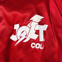 Vintage Jolt Cola Red Satin 100% Nylon Bomber Jacket WestArt Lined Size XL