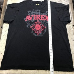 Vintage Avirex Y2K T Shirt Mens 2XL Black Silver Red Crest Gothic Style Cotton