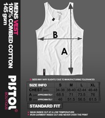 Pistol Boutique Men’s Black Plain Blank Neck Logo Print Single Tank Vest Top