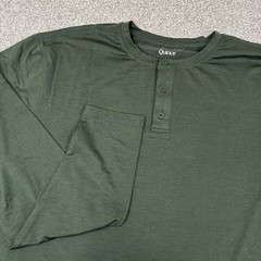 Quince Flowknit Breeze Performance Long Sleeve Henley T Shirt Mens L Olive Green
