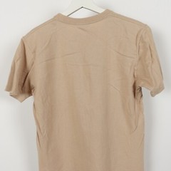 Vinage 80s Lee jeans Pocket T shirt Tee Size Small Logo Spellout Tan Short Sleev