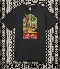 Retro Tiki T Shirt Bar Mug Restaurant Naval Maneuvers Hula Girl WW2