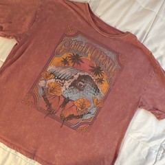 Mighty Fine Men’s Pink California Graphic Crew Neck Cotton Blend T-Shirt L