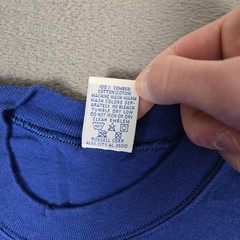 Russell Athletic High Cotton T-Shirt Mens Mediun Blue Solid Pocket USA Made Vtg
