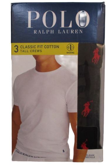 3 GENUINE POLO RALPH LAUREN MENS 1XL TO 6XL BIG&TALL BLACK COTTON CREW T-SHIRTS