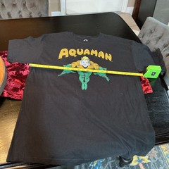 DC Comics Aquaman Graphic Black Cotton T-Shirt Men’s XL 23” Pit To Pit New