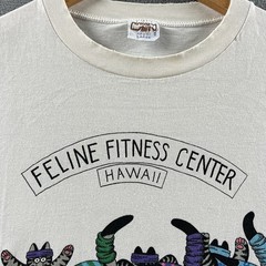 Vintage Crazy Shirts Feline Fitness Center Shirt Mens Large Cartoon Cats Hawaii