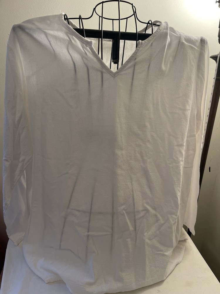 COOFANDY White Cotton Tunic Shirt XL Long Sleeve Casual L30”Chest 25”(flat) EUC